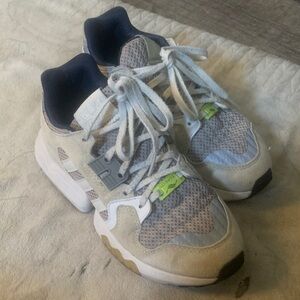 Adidas Off white silver women’s sneakers with green accents